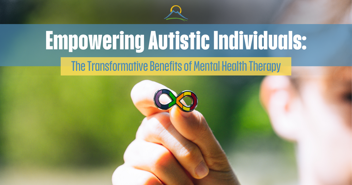 Illustrated cover showing the title of the blog with a person holding an autistic pride symbol